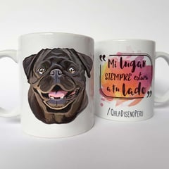 QALA DISEÑO - Taza 11 oz. - Perro Pug Negro