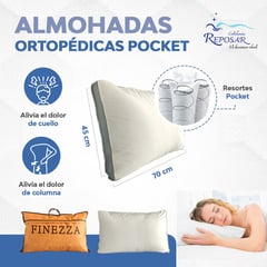 REPOSAR EL DESCANSO IDEAL - Almohadas Super Ortopédicas Linea Finezza con Resortes Pocket.