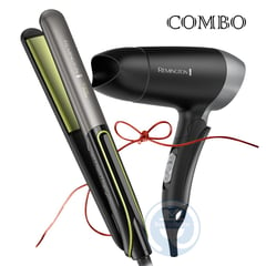 REMINGTON - Combo Alisadora Shine Therapy S12A y Secador Plegable D2400