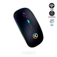 KREED - Mouse Inalámbrico Recargable RGB - NEGRO