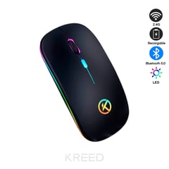 KREED - Mouse Inalámbrico Recargable Bluetooth RGB - NEGRO