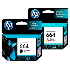 HP - Kit De Cartuchos 664 Color (F6v28al) Y Negro (F6v29al)