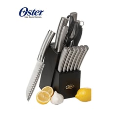 OSTER - Juego de cuchillos 14 piezas Acero Inoxidable Wellisford con base