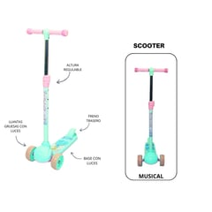 FLASH - SCOOTER PARA NIÑAS MUSICAL HIDRAULICO TURQUESA