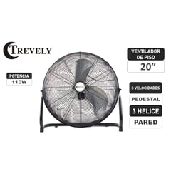 TREVELY - Ventilador 20" VT-20-A - 110 Watts - Negro - Piso & Pared