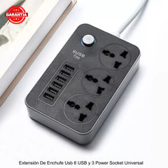 EASY AND HOME - Extensión de Enchufe 6 USB 3 Power Socket Tomacorriente Easy&Home