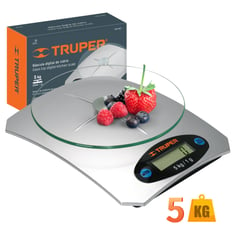 TRUPER - Balanza digital de cocina, vidrio 5 kg