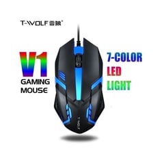TWOLF - Mouse optico gamer v1 - t-wolf - rgb negro multi luces
