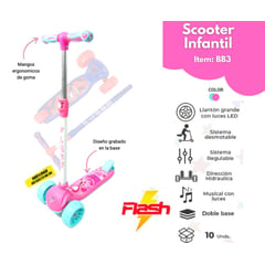 FLASH - SCOOTER PARA NIÑOS 2-5 AÑOS ROSADO