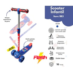 FLASH - SCOOTER PARA NIÑOS 2-5 AÑOS AZUL COBALTO y ROJO