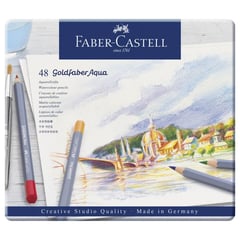 FABER-CASTELL - Colores Goldfaber x48 Acuarelable Estuche de Metal