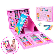 JP SOPORTECOM - Mega Set de Arte y Dibujo Creativo para Niños 208 Pcs Rosado