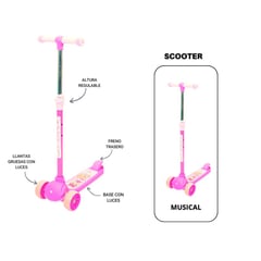 FLASH - SCOOTER PARA NIÑAS MUSICAL HIDRAULICO ROSADO