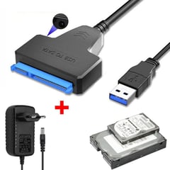 GENERICO - Cable Adaptador Sata A Usb 3.0 Discos Escritorio 3.5" 2.5 Ssd+Cargador