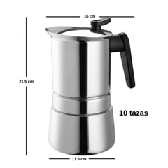 PEDRINI - Cafetera italiana acero inox. 10 tz inducción STEEL MOKA