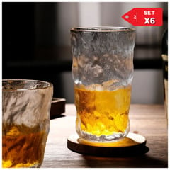 INSPIRA - Set x 6 Vasos de Vidrio Estilo Nórdico Glacial Trago Licores y Bebidas