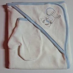 GENERICO - Toalla para BEBE con Manopla Celeste