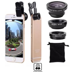 INTERLUD - Lentes Profesionales para Celular Fish Eye Macro Wide 3 en 1