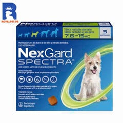 NEXGARD - SPECTRA 7.6 A 15 KG X3 TABLETAS ANTIPULGAS ANTIGARRAPATAS