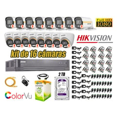 HIKVISION - CÁMARAS SEGURIDAD KIT 16 FULL HD + DISCO 2TB - COLORVU VISION COLOR