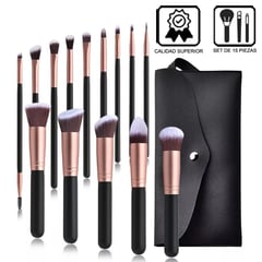 GENERICO - Brochas de Maquillaje Set 15 Piezas MYC320003 Negro.