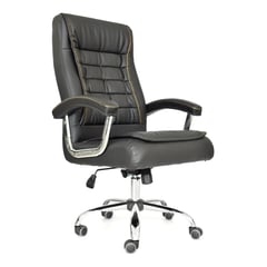 BONNO - Sillon De Escritorio Shiny Negro Con Cabecero