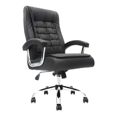 BONNO - Sillon De Escritorio Shiny Negro Con Cabecero