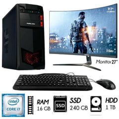 INTEL - Computadora PC Core i7 3.4ghz RAM 16GB Disco 1TB + SSD 240GB Monitor 27´´