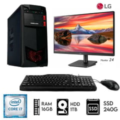 INTEL - Computadora PC Core i7 3.4ghz RAM 16GB HDD1TB + SSD 240GB Monitor 24´´LG