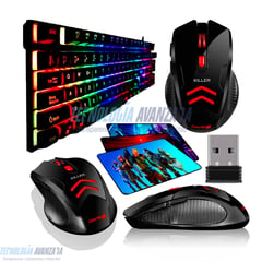 CYBERTEL - Kit Gamer 3 en 1: Teclado semimecanico + mouse inalámbrico + pad