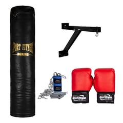 SPORT FITNESS - SACO DE BOX LLENO 1.80 M +GUANTES + VENDAS +SOPORTE + CADENA