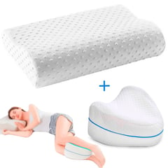 OEM - Pack 2 en 1 Almohada para Cabeza y Rodilla Viscoelástica con Memoria