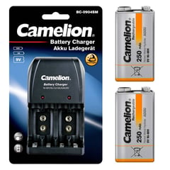 CAMELION - Cargador con 2 baterias 9v Recargables