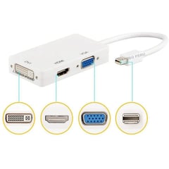 GENERICO - Convertidor 3 en 1 Mini Displayport Thunderbolt A Hdmi Vga Dvi