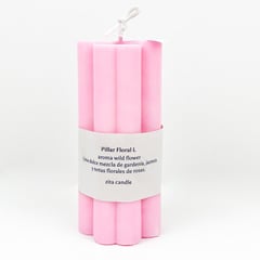 Z ZITA CANDLE - Pink Pillar Flower L