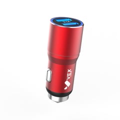 VEX - Cargador para auto 3.1 Amperios - 2 Puertos USB Rojo