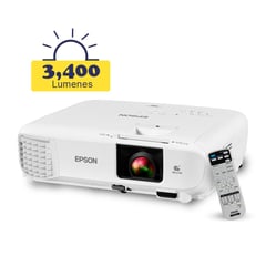 EPSON - Proyector PowerLite E20 3LCD 3,400 lúmenes, HDMI XGA, Altavoz 5W