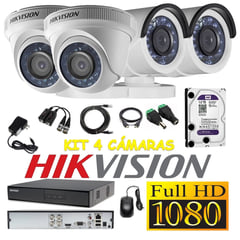 HIKVISION - Kit 4 Cámaras Seguridad FULLHD 1TB