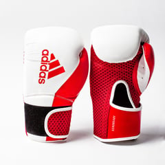 ADIDAS - Guantes de boxeo Hybrid 150 blanco-rojo 10 onzas