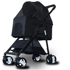 QUE PATAS PET SHOP - Coche 3 en 1 Plegable Negro para Perro