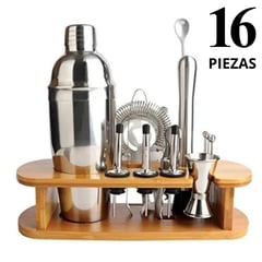 GENERICO - Coctelera Set Kit Barman Acero Inoxidable 16 Piezas