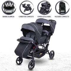 EBABY - Coche Cuna Mellicero »DUO LANDER» BLACK