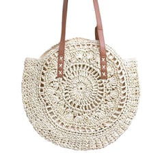 GENERICO - CARTERA REDONDA TRENZADA - MANDALA BEIGE