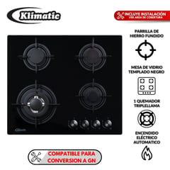 KLIMATIC - Cocina Empotrable Nina 60 4 Hornillas - Negro