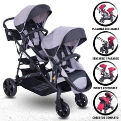 EBABY - Coche Cuna Mellicero para Bebés »DUO PRANT» Gray