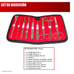 GENERICO - SET DE DISECCIÓN - 9 PIEZAS DE ACERO