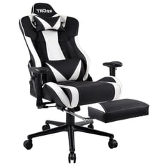 TECHNISPORT - Silla Gamer Elite Blanco con Reposapies Reclinación 150°