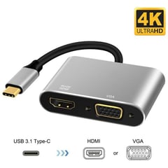 GENERICO - Adaptador 2 en 1Tipo C a Vga y Hdmi 4k MAC Lenovo