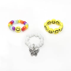 MANYA - Pack de 3 anillos de mostacilla rainbow