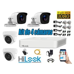 HILOOK - CÁMARAS SEGURIDAD KIT 4 FULL HD 1080P + CABLE HDMI